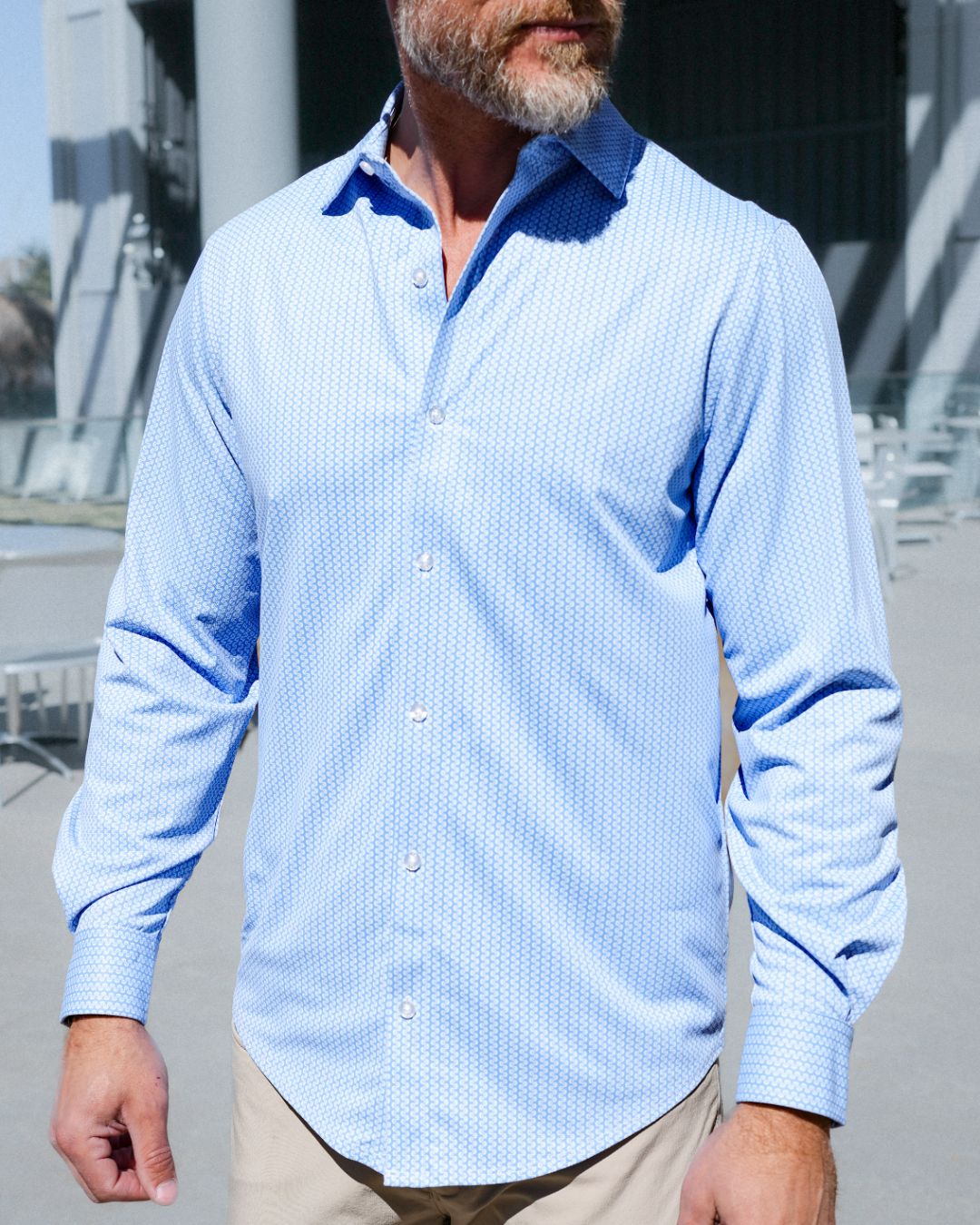 Pique Stretch Button Up Long Sleeves