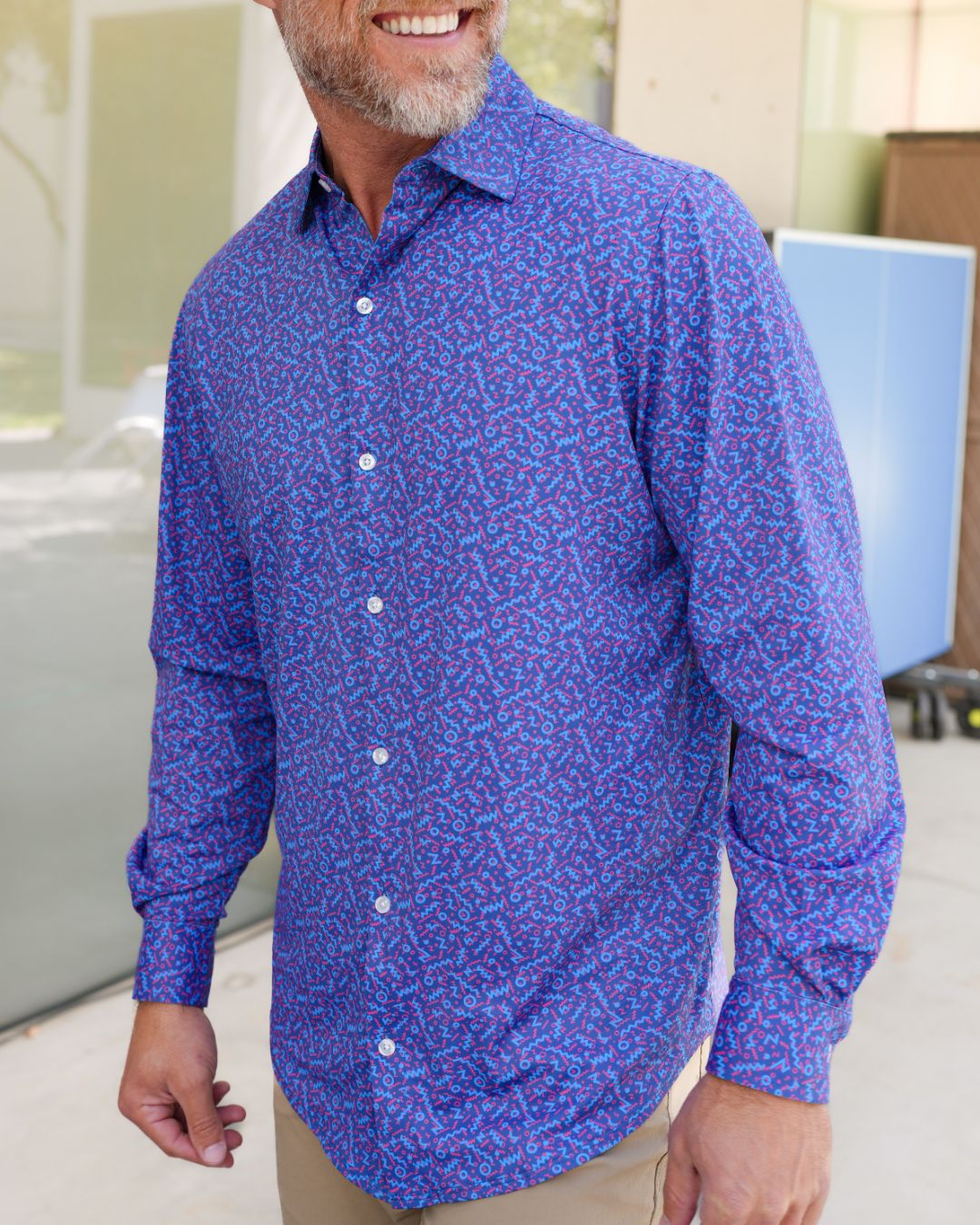 Pique Stretch Button Up Long Sleeves