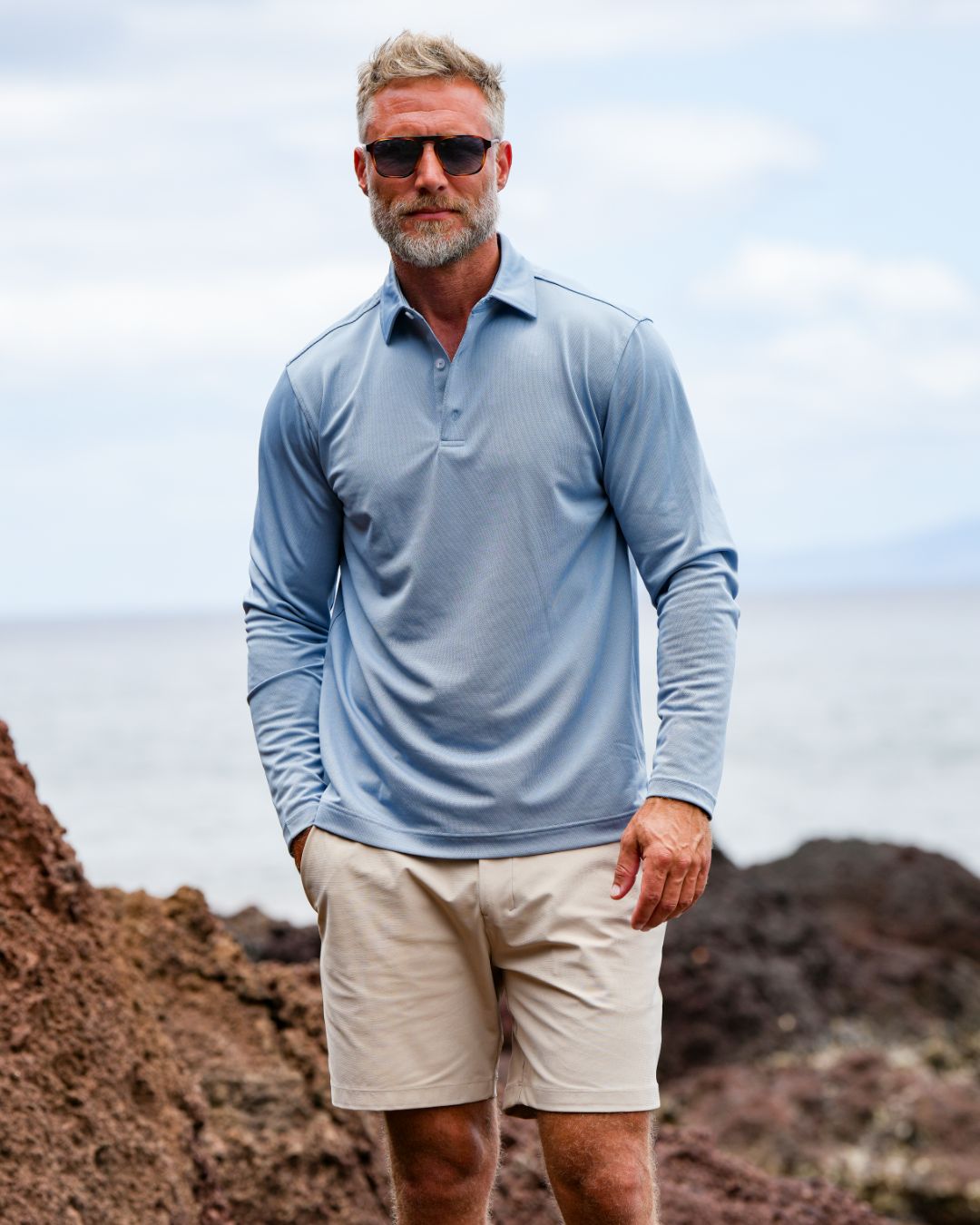 Pique Stretch Polo Long Sleeve