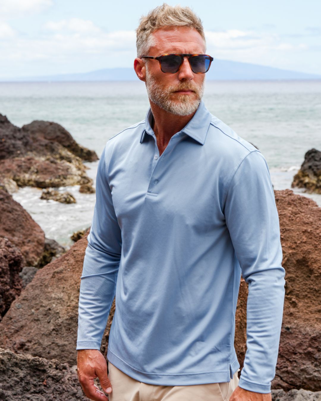 Pique Stretch Polo Long Sleeve