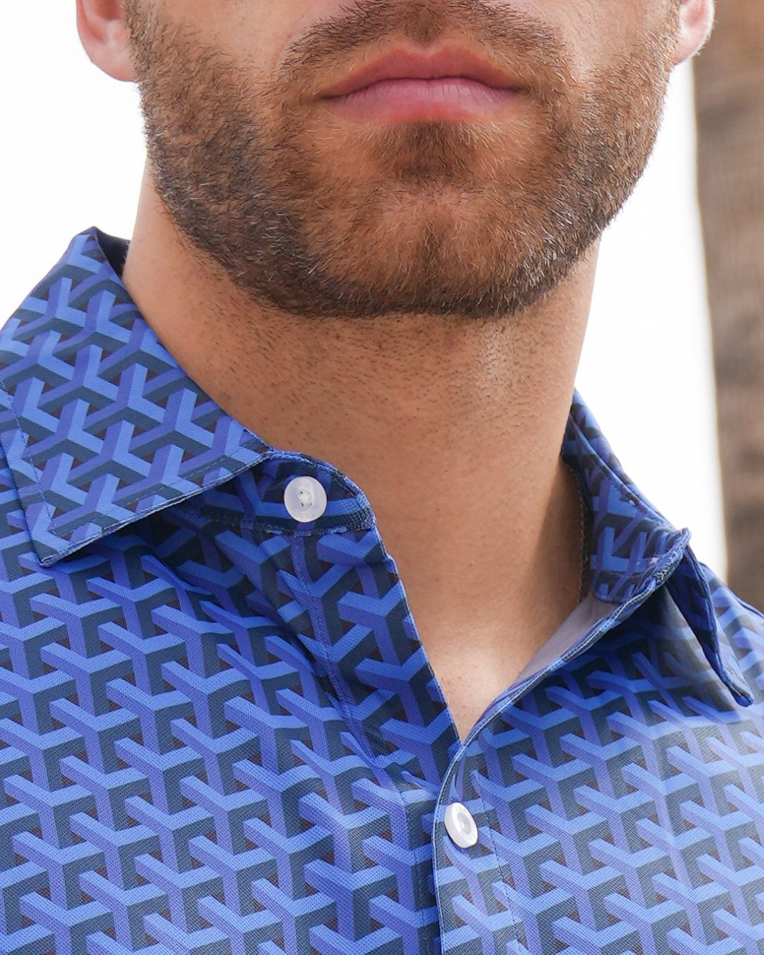 Pique Stretch Button Up Short Sleeves