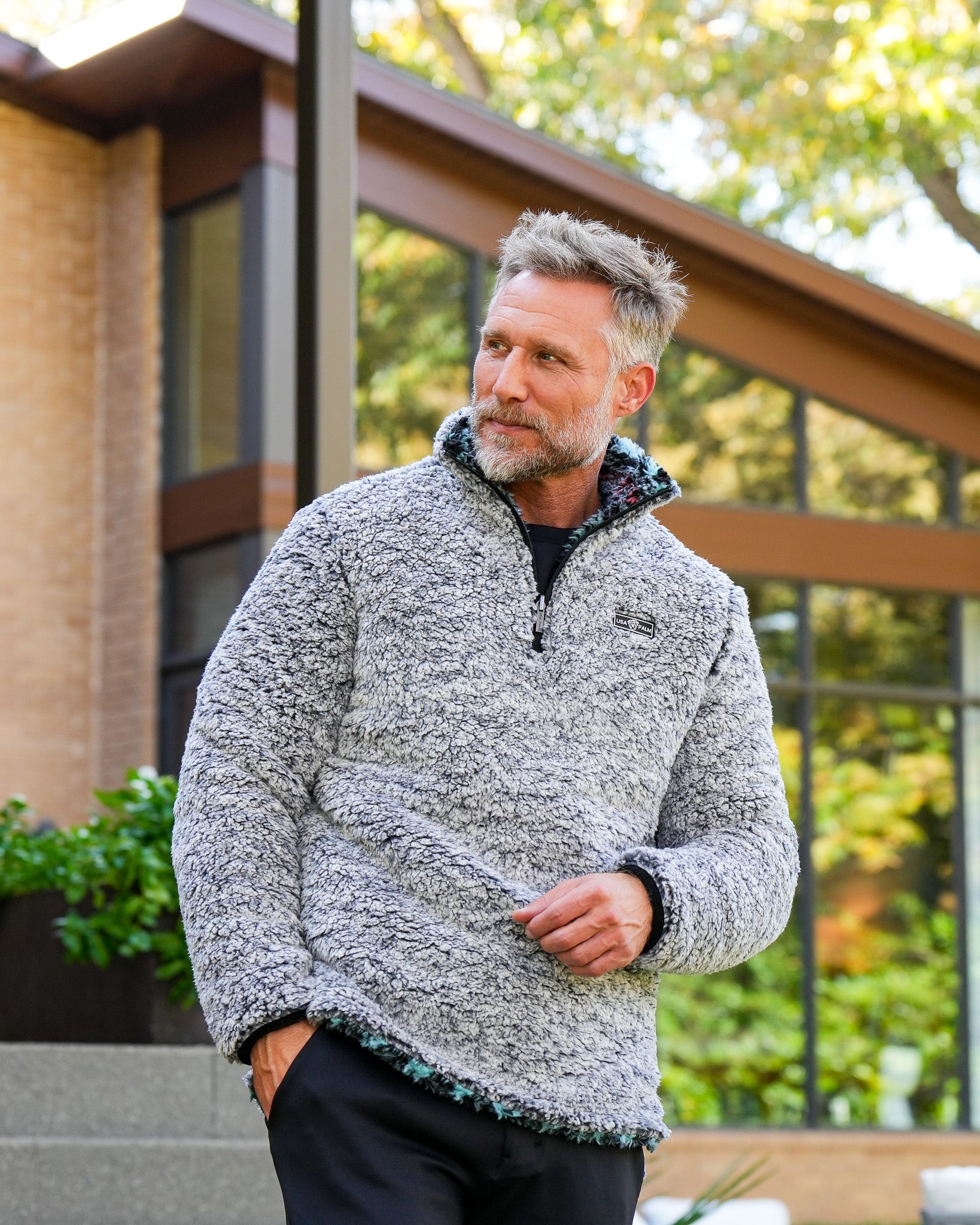 Jacquard Double Sherpa 1/4 Zip